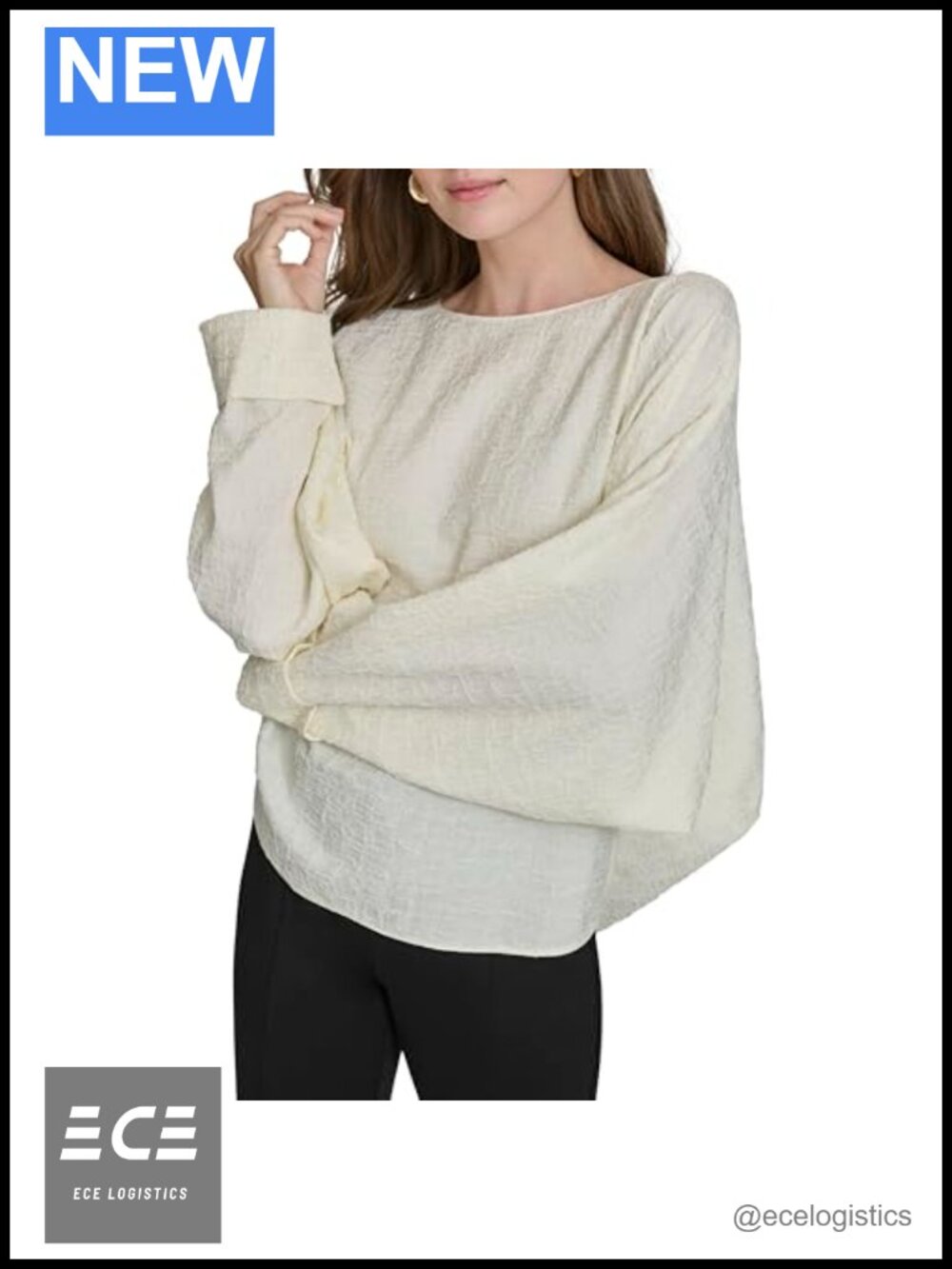 Halston Dolman Sleeve Textured Blouse - Batwing Sleeve Pullover Top